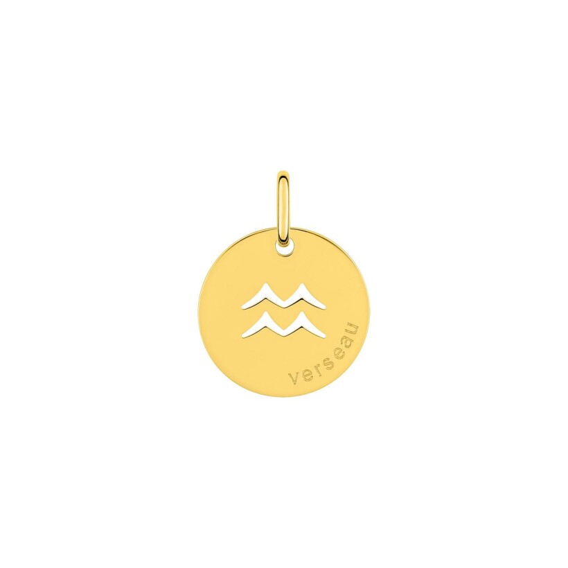 Médaille zodiaque Verseau en or jaune