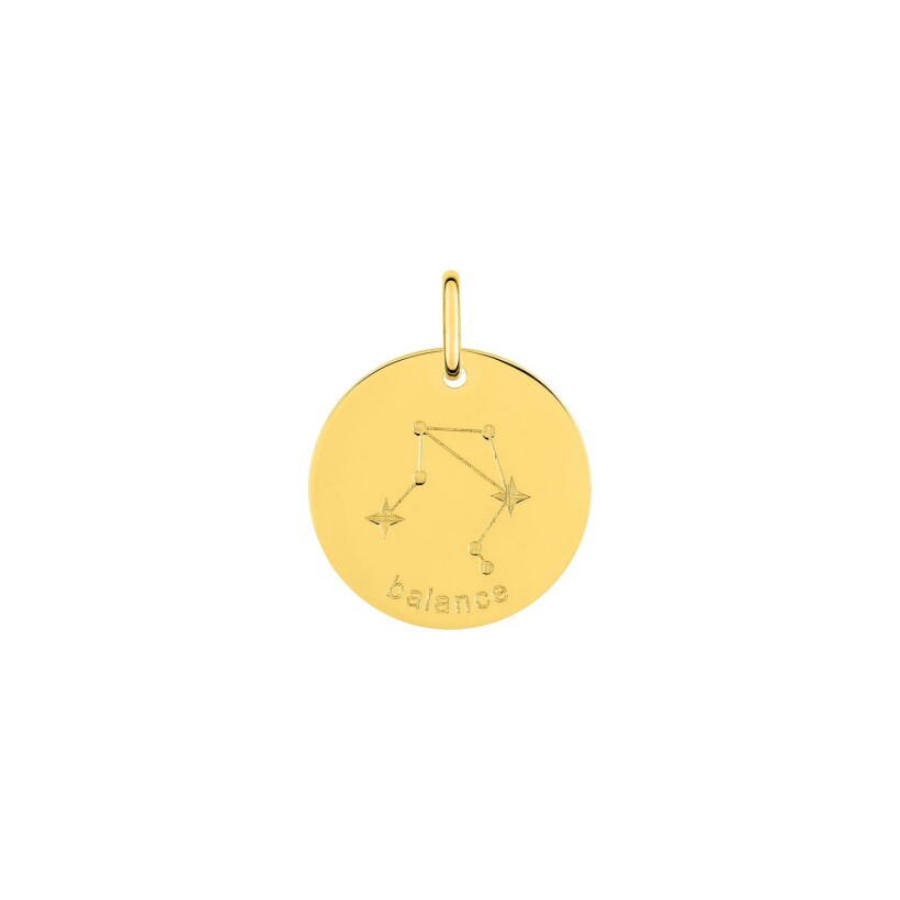 Médaille zodiaque Balance en or jaune