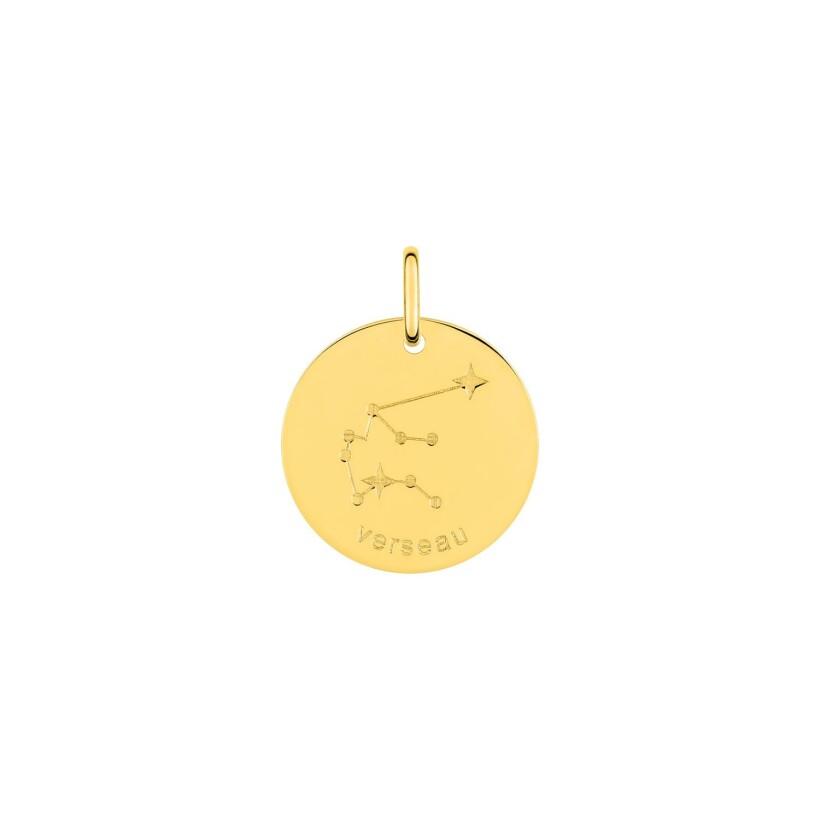 Médaille zodiaque Verseau en or jaune