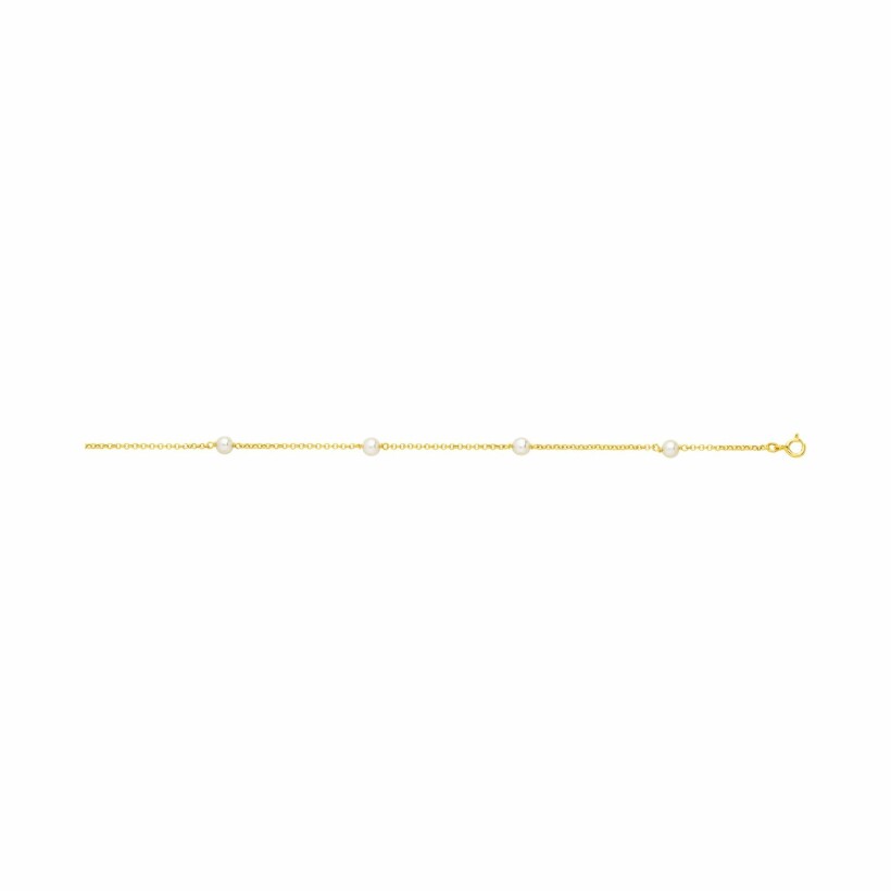 Bracelet en or jaune et perles d'eau douce, 18cm