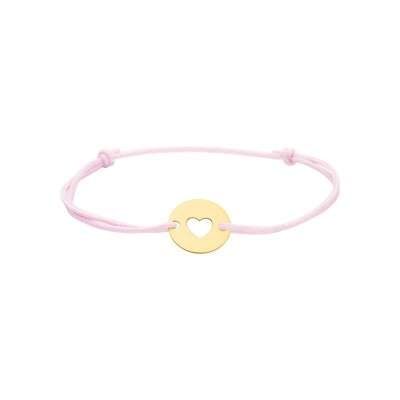 Bracelet corde motif coeur en or jaune