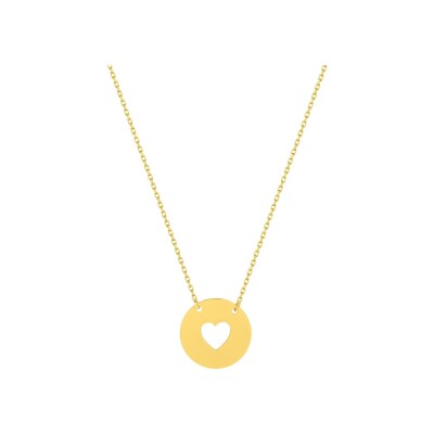 Collier motif cœur en or jaune, taille 40cm