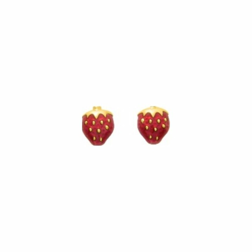 Boucles d'oreilles clous fraises en or jaune