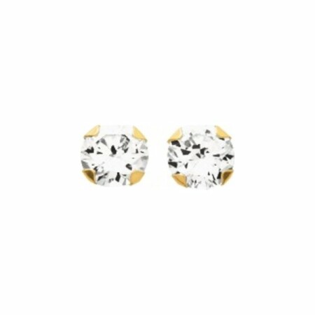 Boucles d'oreilles en or jaune et oxydes de zirconium