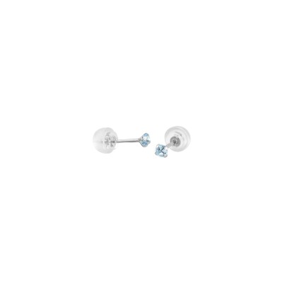 Boucles d'oreilles en or blanc et topazes bleues