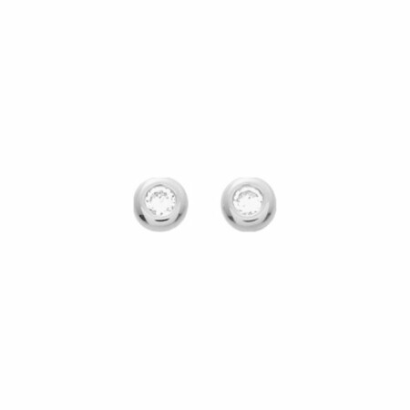 Boucles d'oreilles clou en or blanc et oxyde de zirconium