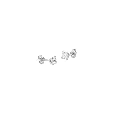 Boucles d'oreilles en or blanc et oxyde de zirconium