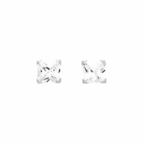 Boucles d'oreilles en or blanc et oxyde de zirconium