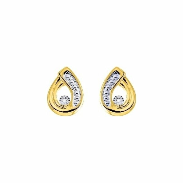 Boucles d'oreilles clous en or jaune et diamants pastillés 0.008ct