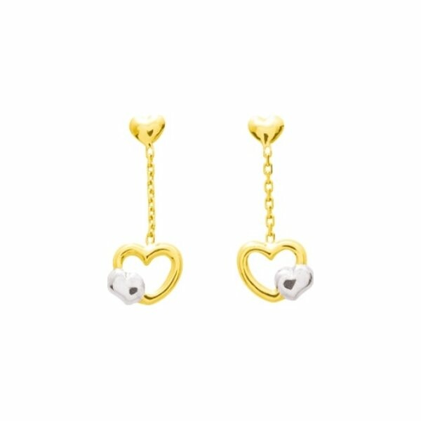 Boucles d'oreilles en or jaune et rhodium