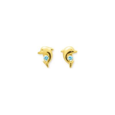 Puces d'oreilles en or jaune et topazes