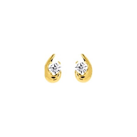 Boucles d'oreilles clous en or jaune et oxydes de zirconium