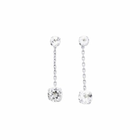 Boucles d'oreilles pendantes en or blanc et oxydes de zirconium