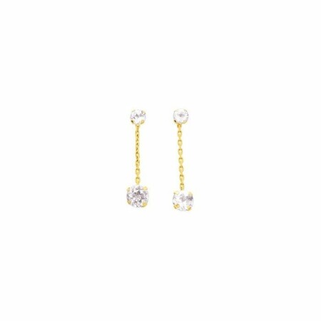 Boucles d'oreilles en or jaune et oxydes de zirconium