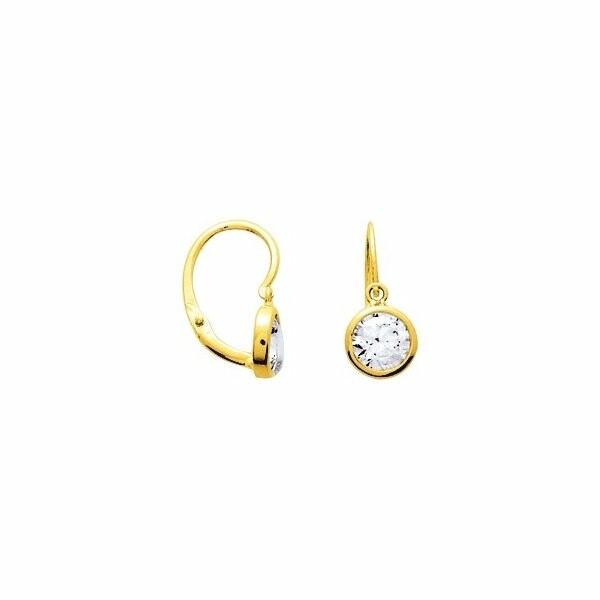 Boucles d'oreilles en or jaune et oxydes de zirconium