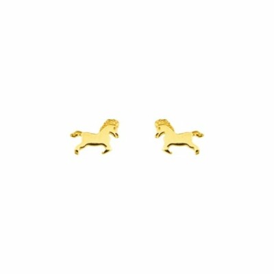 Boucles d'oreilles chevaux en or jaune