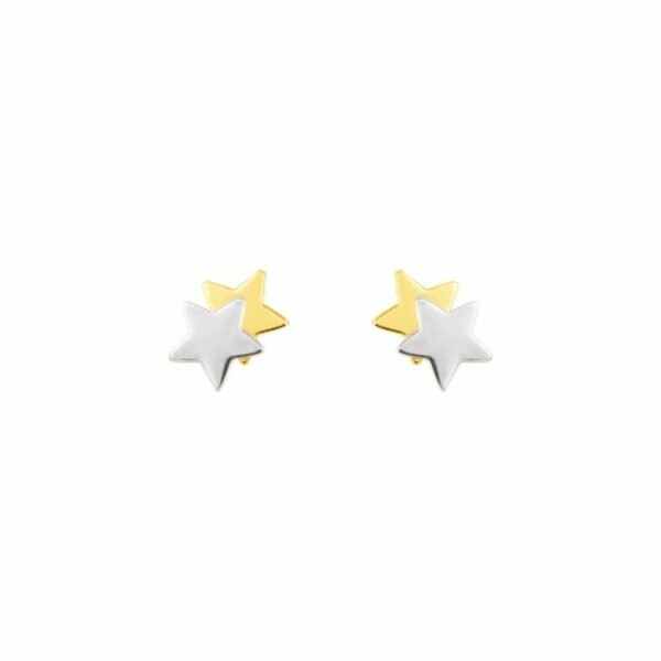 Boucles d'oreilles étoiles en or jaune, or blanc