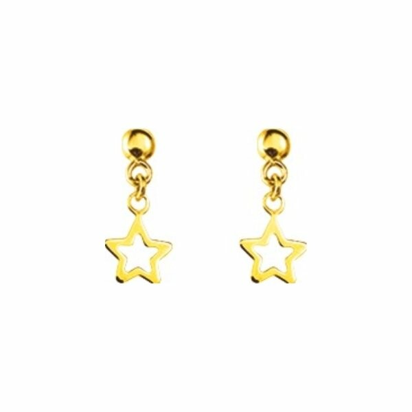 Boucles d'oreilles étoiles pendantes en or jaune