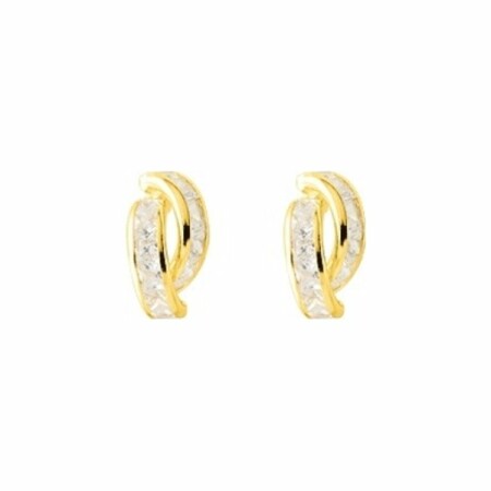 Boucles d'oreilles créoles en or jaune et oxydes de zirconium