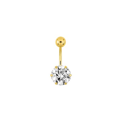 Piercing de nombril en or jaune et oxyde de zirconium