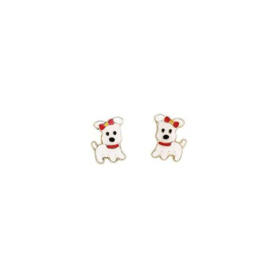 Puces d'oreilles chiens en or jaune