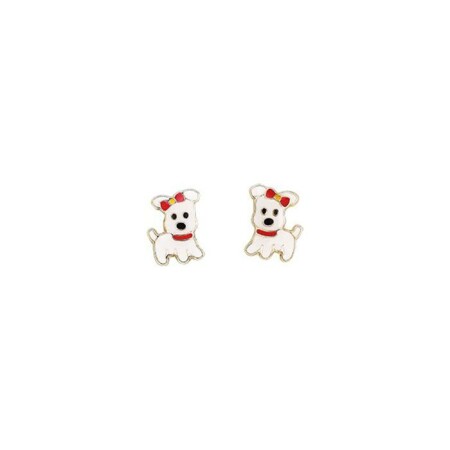 Puces d'oreilles chiens en or jaune