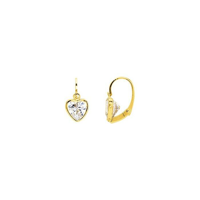 Boucles d'oreilles en or jaune et oxydes de zirconium