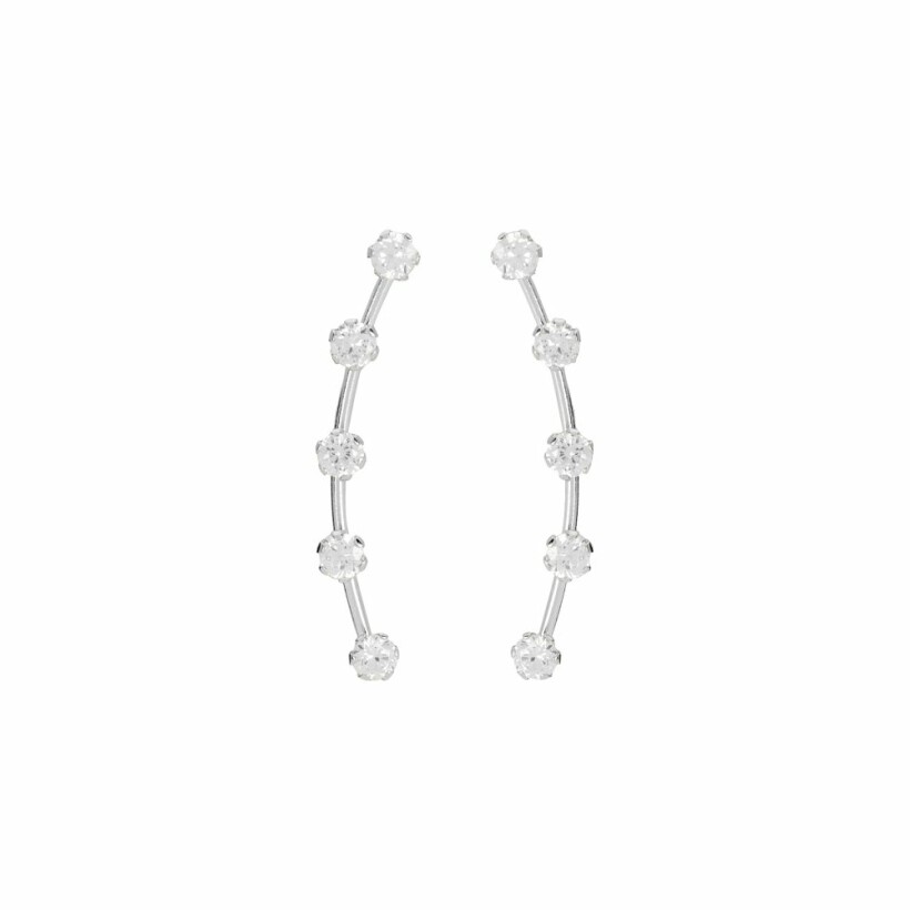 Boucles d'oreilles en or blanc et oxydes de zirconium