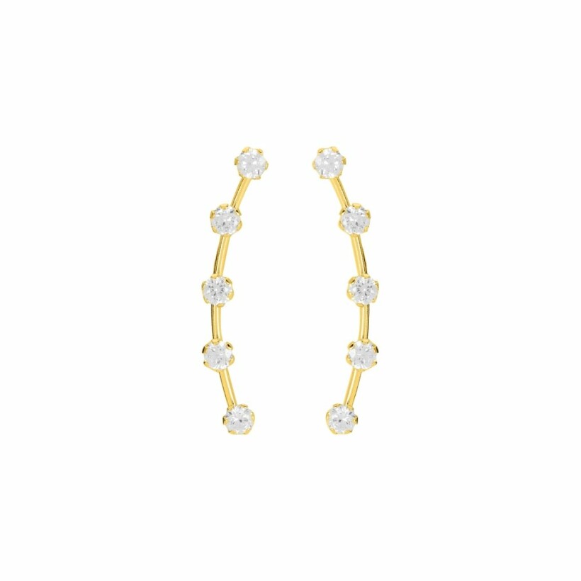 Boucles d'oreilles en or jaune et oxydes de zirconium