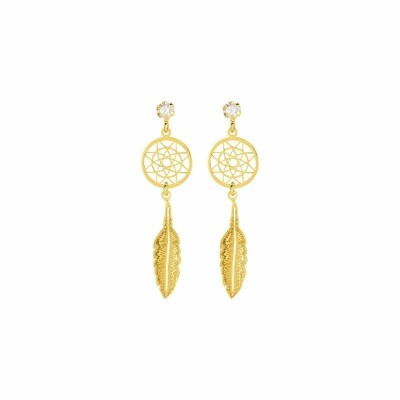 Boucles d'oreilles en or jaune et oxydes de zirconium