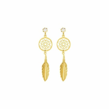 Boucles d'oreilles en or jaune et oxydes de zirconium