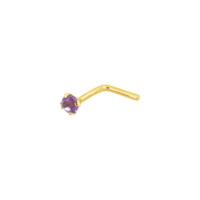 Piercing de nez en or jaune et améthyste