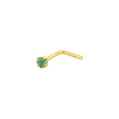 Piercing de nez en or jaune et émeraude
