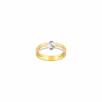 Bague en or jaune, or blanc et or rose