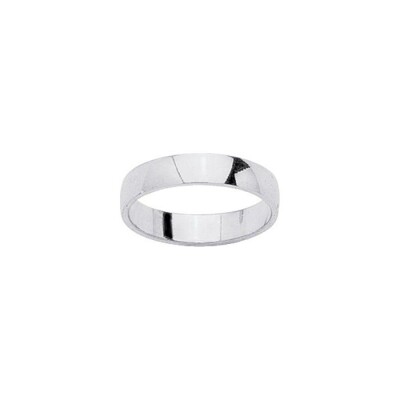 Alliance demi jonc bombée en or blanc