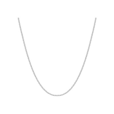 Chaîne maille forçat ronde en or blanc, taille 50cm