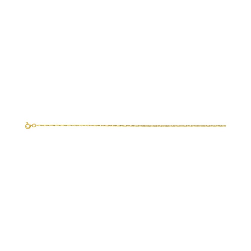 Chaîne gourmette diamantée en or jaune, 40cm
