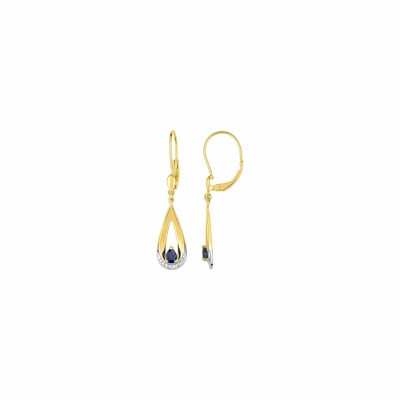 Boucles d'oreilles en or blanc, or jaune et saphirs