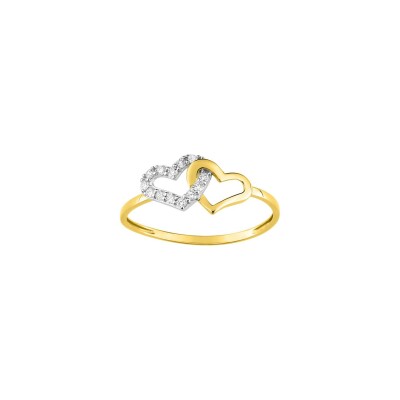 Bague en or jaune rhodié et oxyde de zirconium