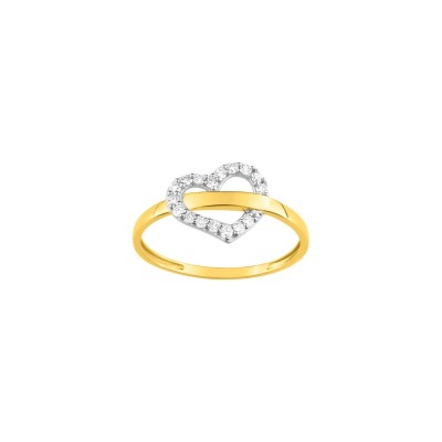 Bague en or jaune, rhodium et oxydes de zirconium