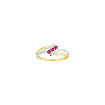 Bague en or jaune, rubis et rubis