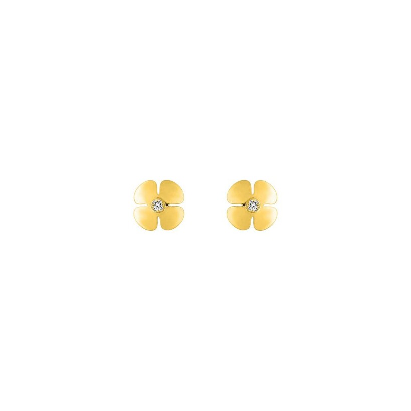 Boucles d'oreilles en or jaune et oxydes de zirconium