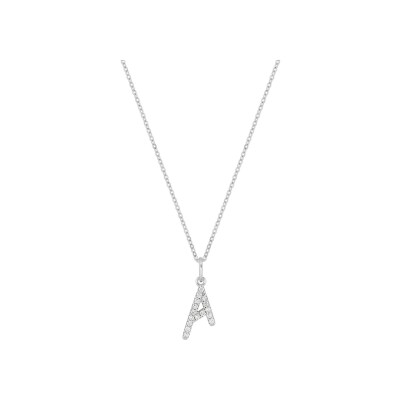 Collier initialB117:B148e lettre A en or blanc et diamant 0.10ct