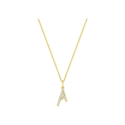 Collier initialB117:B148e lettre A en or jaune et diamant 0.10ct