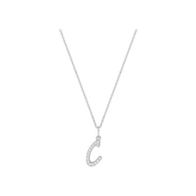 Collier initiale lettre C en or blanc et diamant 0.09ct