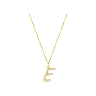 Collier Diamanti initiale lettre E en or jaune et diamant de synthèse 0.13ct