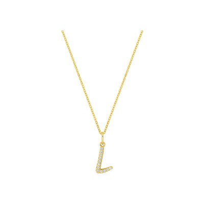 Collier Diamanti initiale lettre L en or jaune et diamant de synthèse 0.07ct