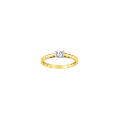 Solitaire en or jaune et diamant 0.15ct