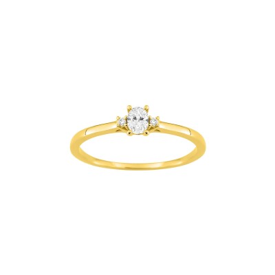 Solitaire Diamanti en or jaune et diamant de synthèse 0.17ct