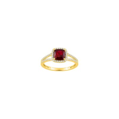 Bague en or jaune, diamant 0.24ct et rubis